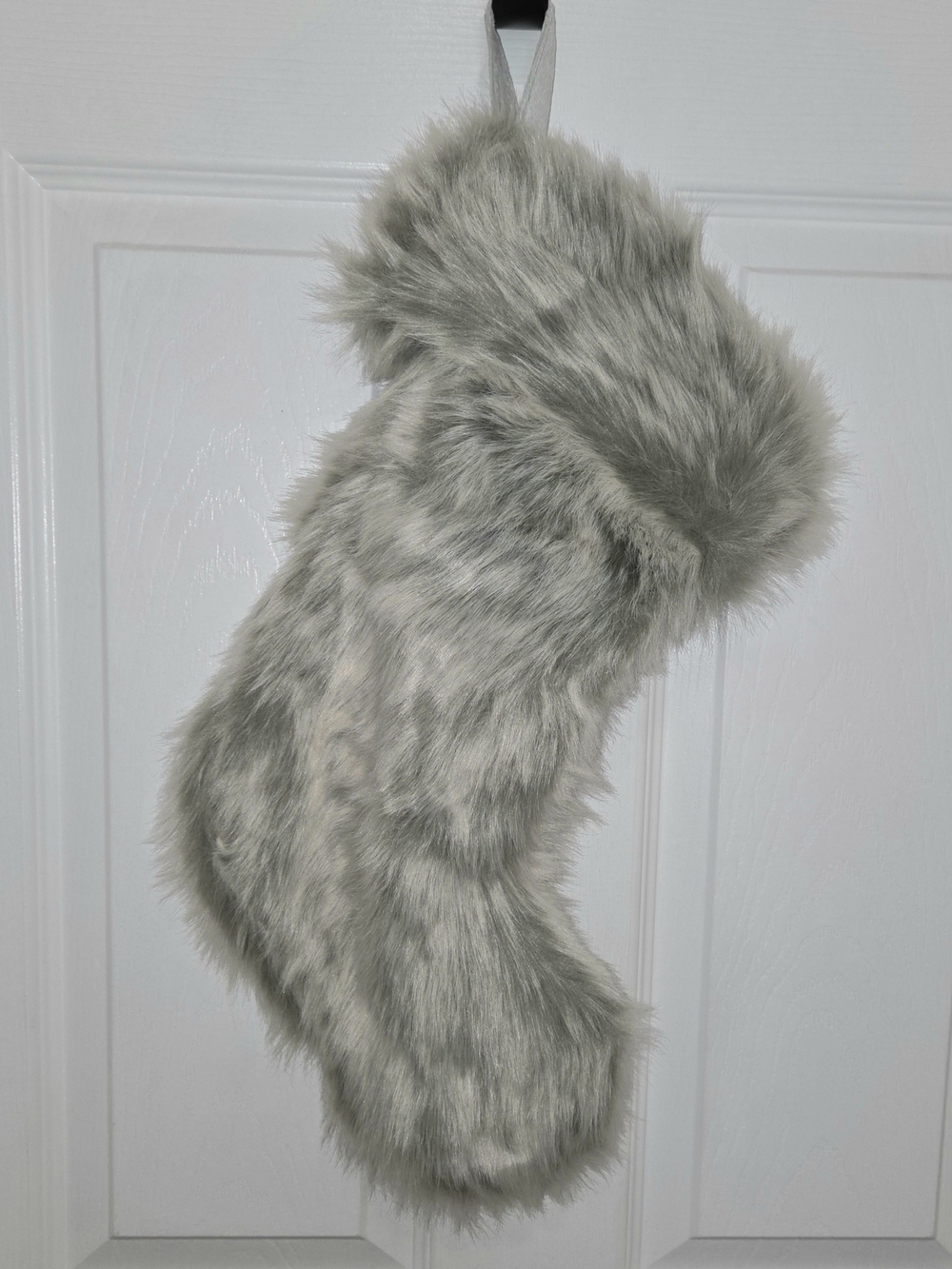 Wondershop Faux Fur Soft Christmas Stocking White/Gray 18"